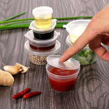 (1oz, 500) Disposable Hinged Lid Round Deli Pots | Takeaway Sauce cups | Reusable Plastic