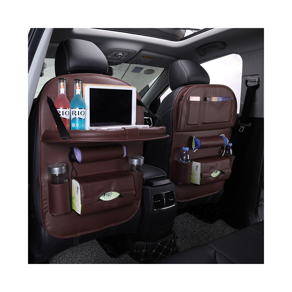 (Burgundy) Leather Car Seat Back Pouch Car Storage Bag Burgundy 742378824184