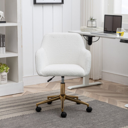 (White) Adjustable Height Swivel Home Office Chair 1