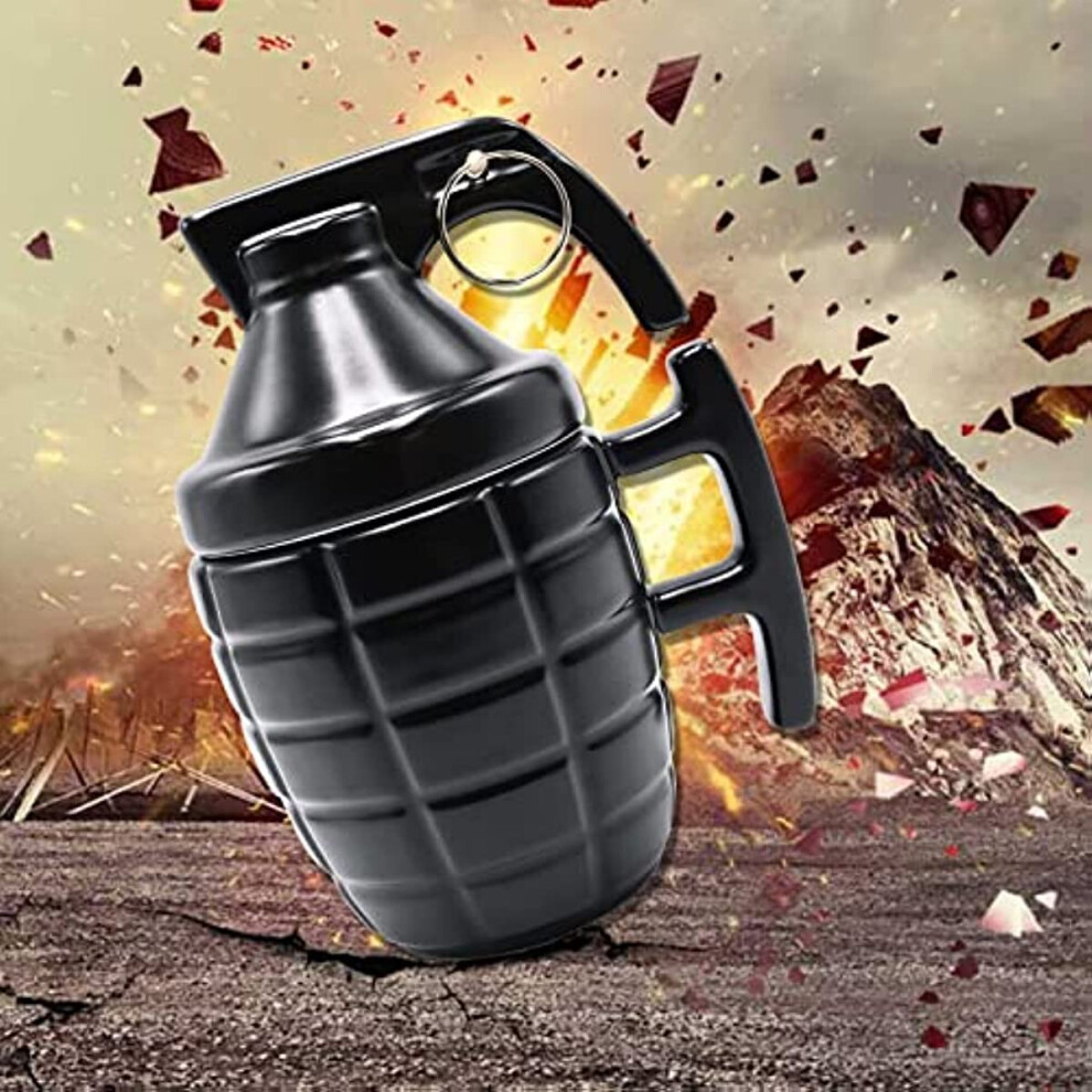 Funny Grenade Mug, 300ml Cappuccino Coffee Tea Ceramic Bottle with Lid