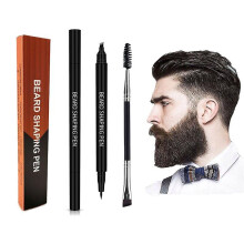 (Black) Beard Pencil Filler Waterproof Sweatproof Men Beard Shaping Tool Kit With Brush