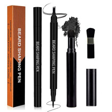 (Black) Beard Pencil Filler Long Lasting Facial Hair Filling Pen With Double Ended