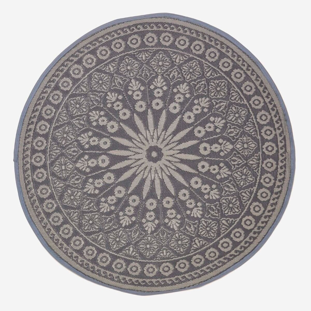 Black Outdoor Rug with Mandala Pattern, 170 cm