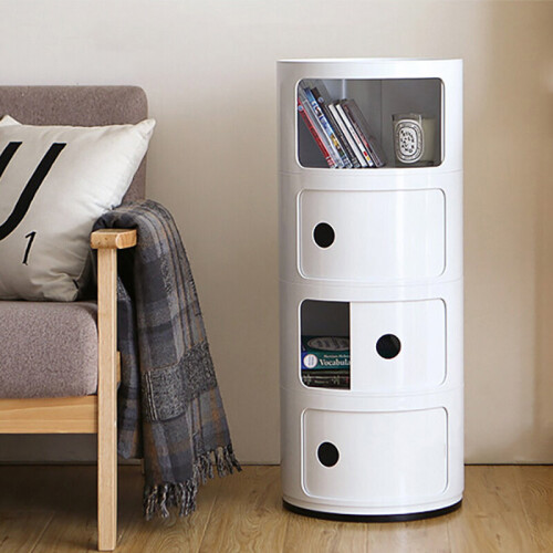 Living And Home (White) Cylindrical Multi-Tiered Plastic Storage Drawer Unit 1