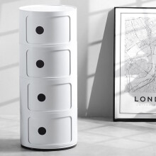 (White) Cylindrical Multi-Tiered Plastic Storage Drawer Unit