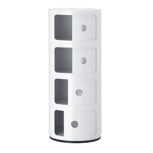 Living And Home (White) Cylindrical Multi-Tiered Plastic Storage Drawer Unit 2