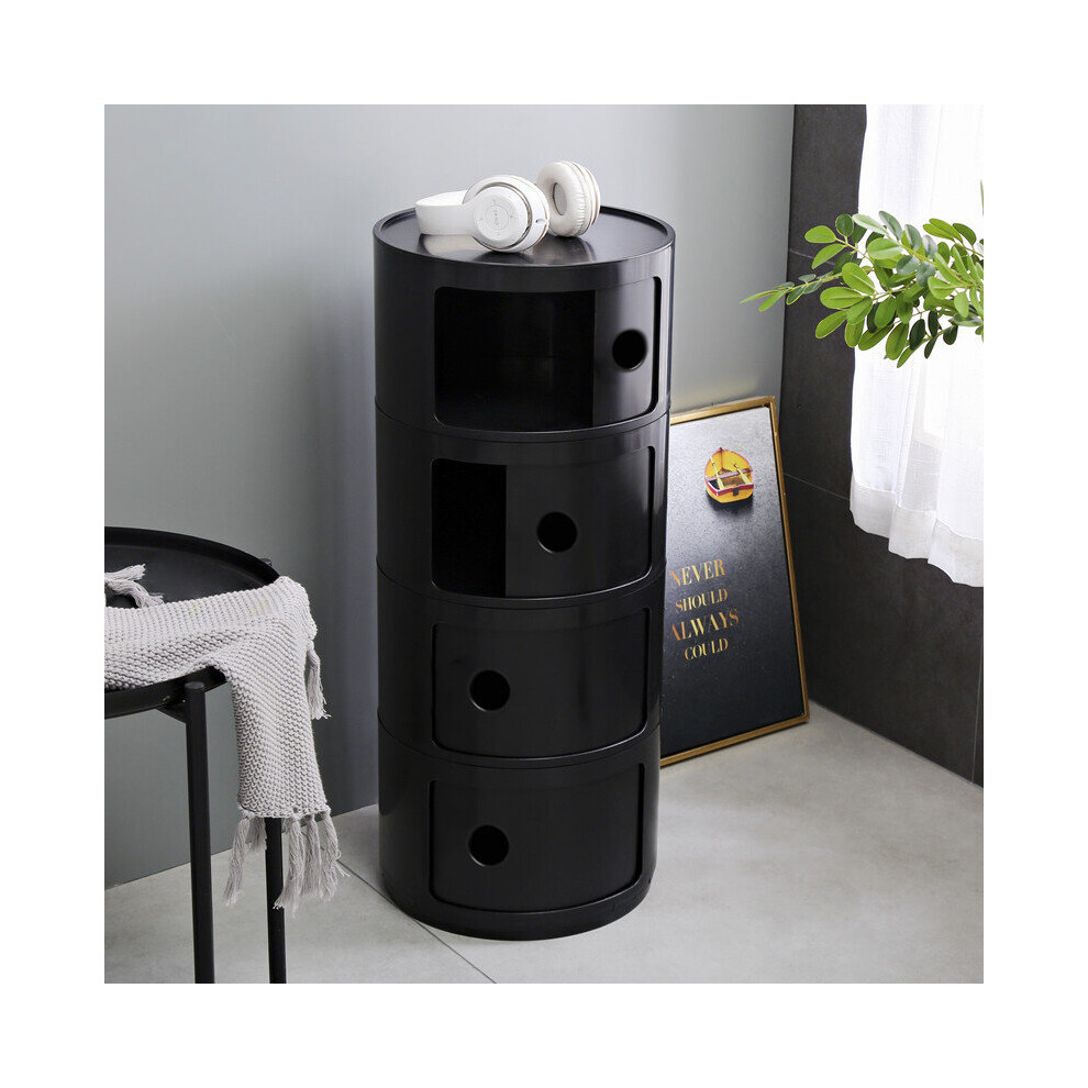 Living And Home (Black) Cylindrical Multi-Tiered Plastic Storage Drawer Unit