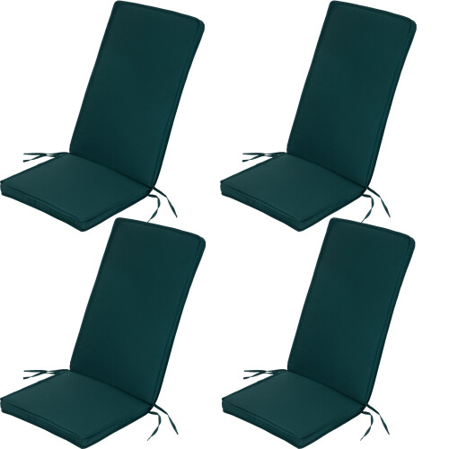(Green, Pack of 4) Gardenista High Back Garden Chair Cushion Tie