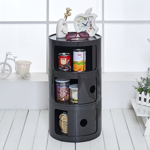 Living And Home (Black) Cylindrical Multi-Tiered Plastic Storage Drawer Unit 1