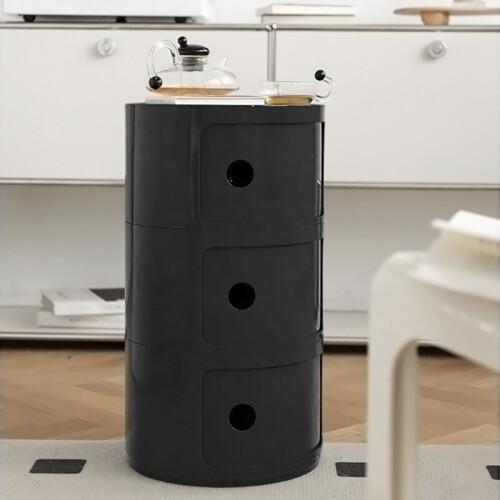 Living And Home (Black) Cylindrical Multi-Tiered Plastic Storage Drawer Unit 2