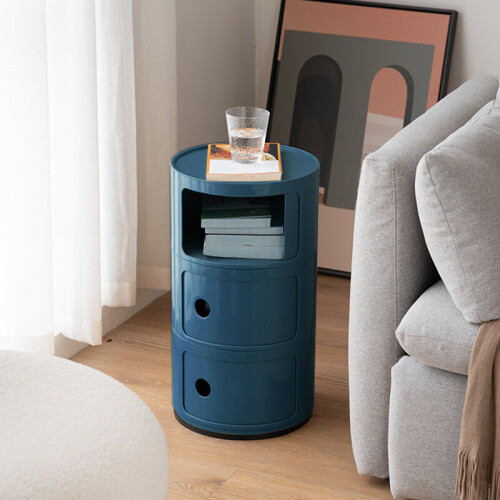 Living And Home (Blue) Cylindrical Multi-Tiered Plastic Storage Drawer Unit 1