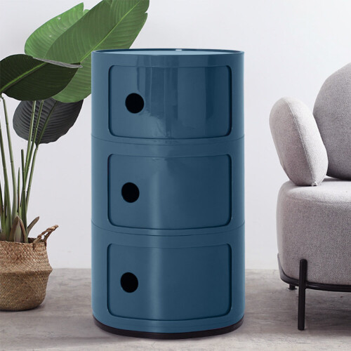 Living And Home (Blue) Cylindrical Multi-Tiered Plastic Storage Drawer Unit