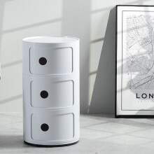 (White) Cylindrical Multi-Tiered Plastic Storage Drawer Unit