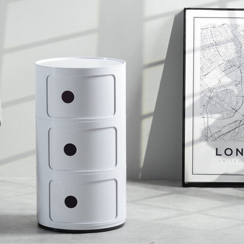 Living And Home (White) Cylindrical Multi-Tiered Plastic Storage Drawer Unit