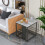 Marble Top Side Table Black: 2 Tier Square End Tables 40 x 45cm 2