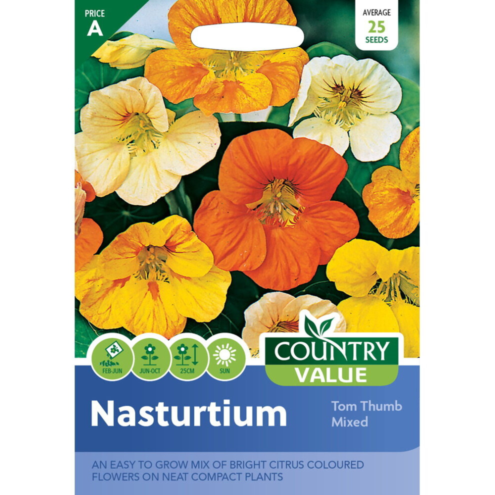 Country Value Nasturtium Tom Thumb Mixed Seeds Grow Your Own Edible Flowers