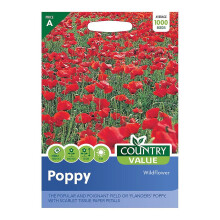 Country Value Poppy Wildflower Grow Your Own Garden Edible Flowers Seeds Packet