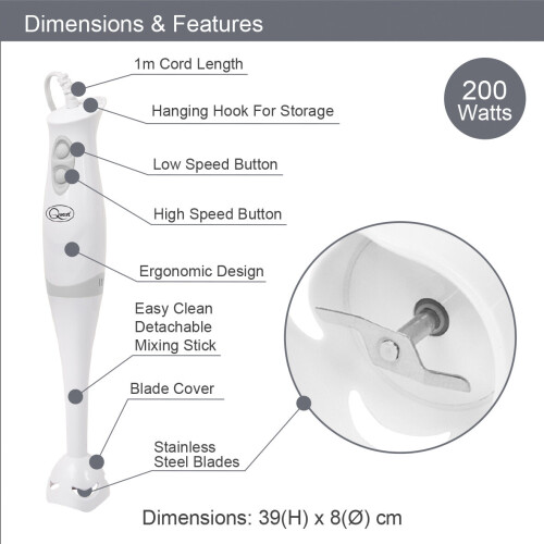 Quest Quest 35090 Hand Blender / 2-Speed Control, Ergonomic Grip, Easy Clean 1