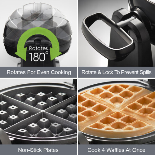 Quest Quest 35969 Rotating Belgian Waffle Maker with Non Stick Plates 2