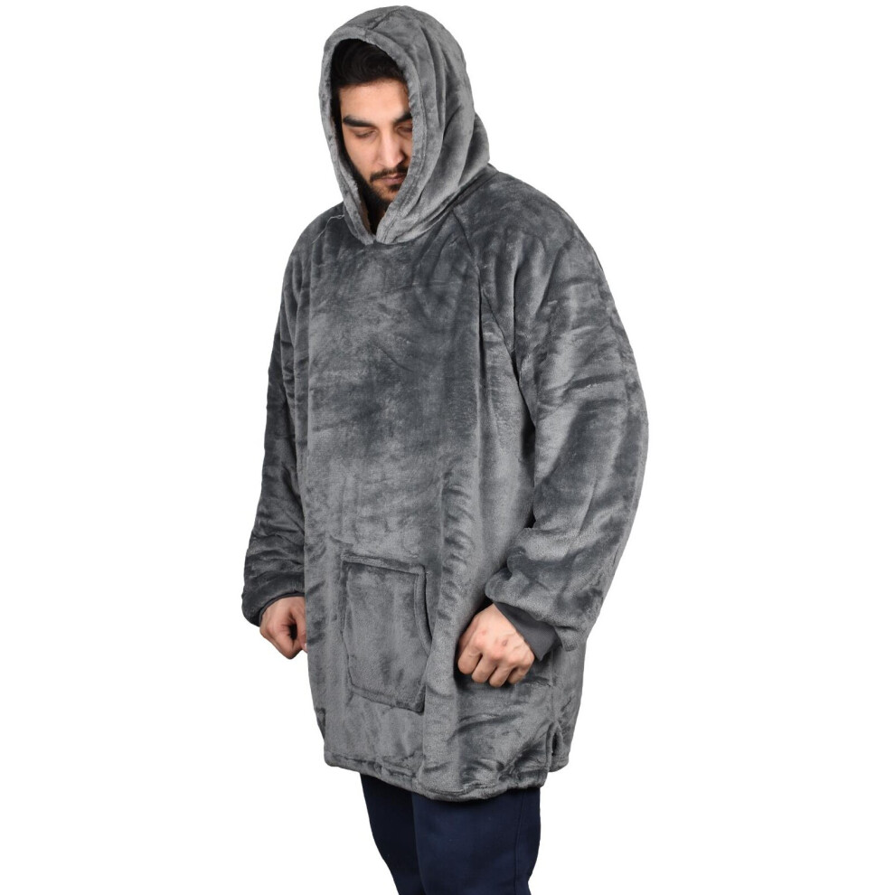 (Charcoal - Heavy) Unisex Blanket Hoodie Sherpa Fleece Ultra Plush