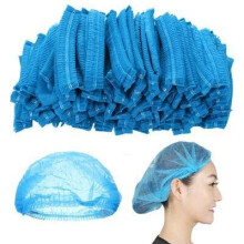 (Blue, 500) Disposable Hair Nets For Catering | Head Cover Mob Caps Non Woven Anti Dust Hats