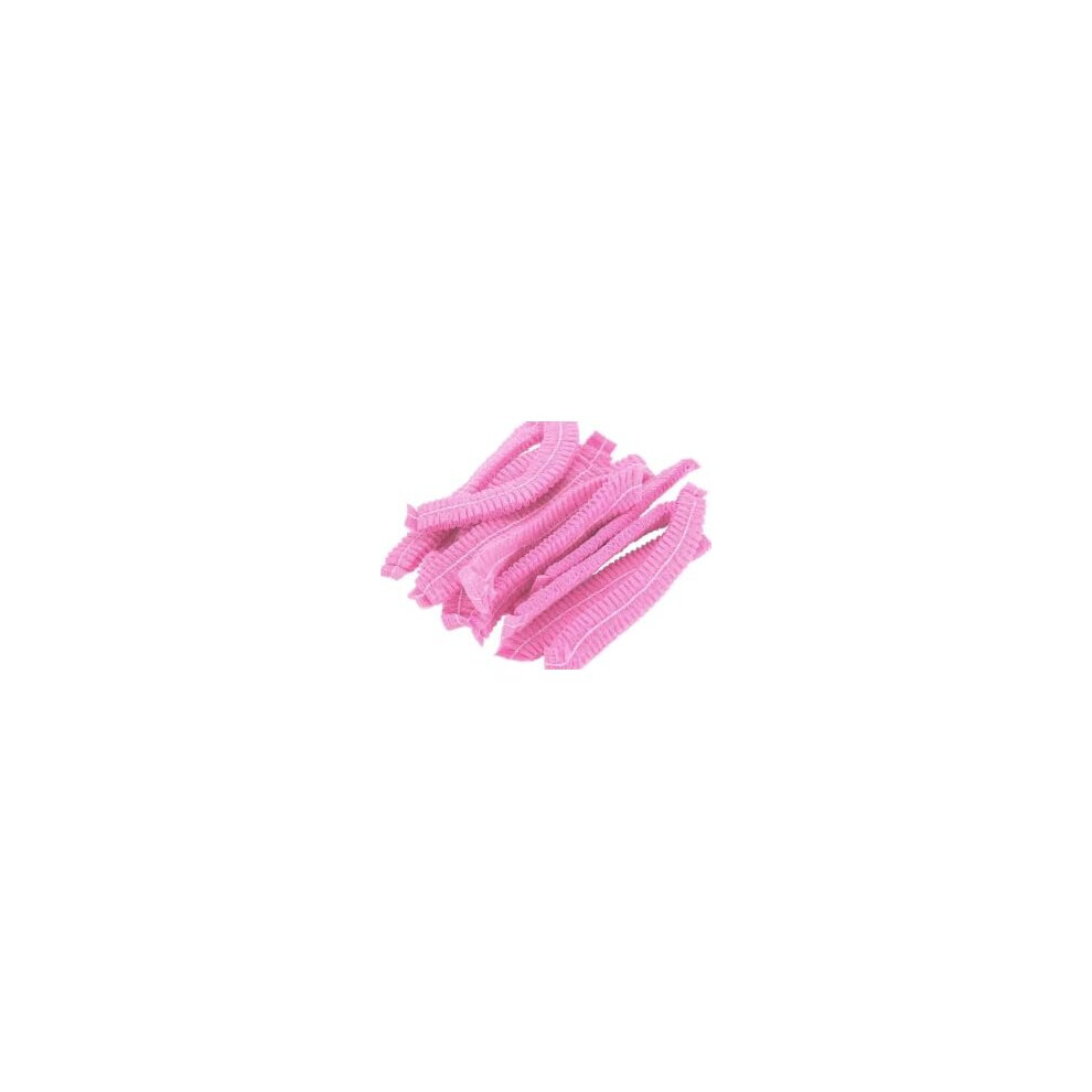 (Pink, 100) Disposable Hair Nets For Catering | Head Cover Mob Caps Non Woven Anti Dust Hats