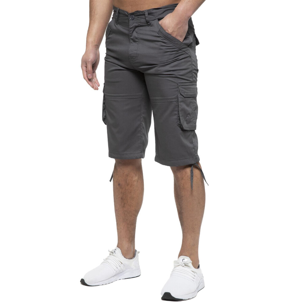 (48, Grey) Enzo Mens Cargo Shorts