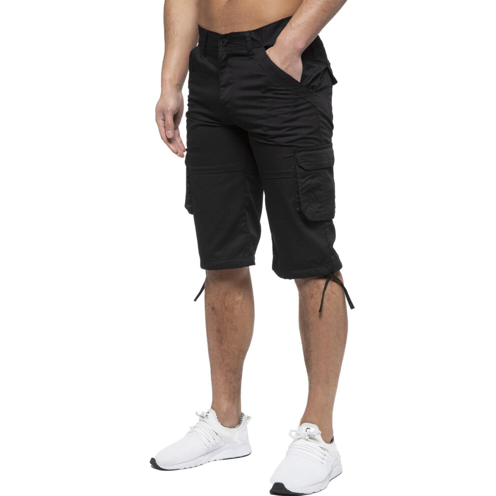 (48, Black) Enzo Mens Cargo Shorts