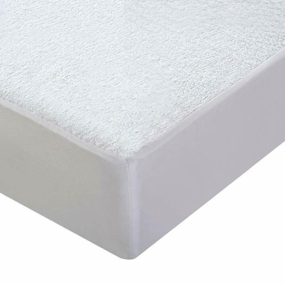 (Small Double) Terry Towelling Waterproof Mattress Protector Topper  Non Noisy Crinkle Free