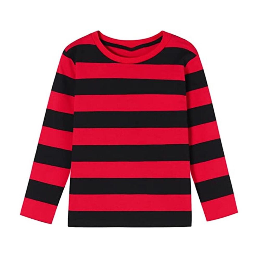 (7-8 Years) Children Red & Black Stripe T-Shirt Full Sleeve