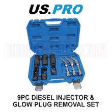 US PRO Tools 9pc Diesel Injector & Glow Plug Removal Socket Sockets Set 5641