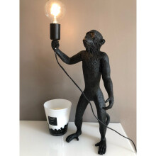 (Black-standing) Modern Black Monkey Lamp Hemp Rope Pendant Lights American Country Resin Loft Industrial Hanging Luminaire Home Decor