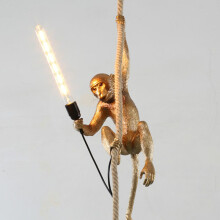 (Gold-rope monkey) Modern Black Monkey Lamp Hemp Rope Pendant Lights American Country Resin Loft Industrial Hanging Luminaire Home Decor