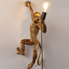 (Gold Byb) Nordic Hemp Rope Monkey Lamp Pendant Lamp Creative Cafe Industrial Style Chandelier Animal Becorative Pendant Lights