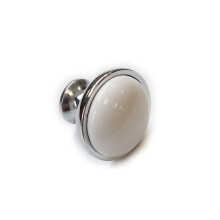 Polished Chrome & White Kitchen Cabinet Knob