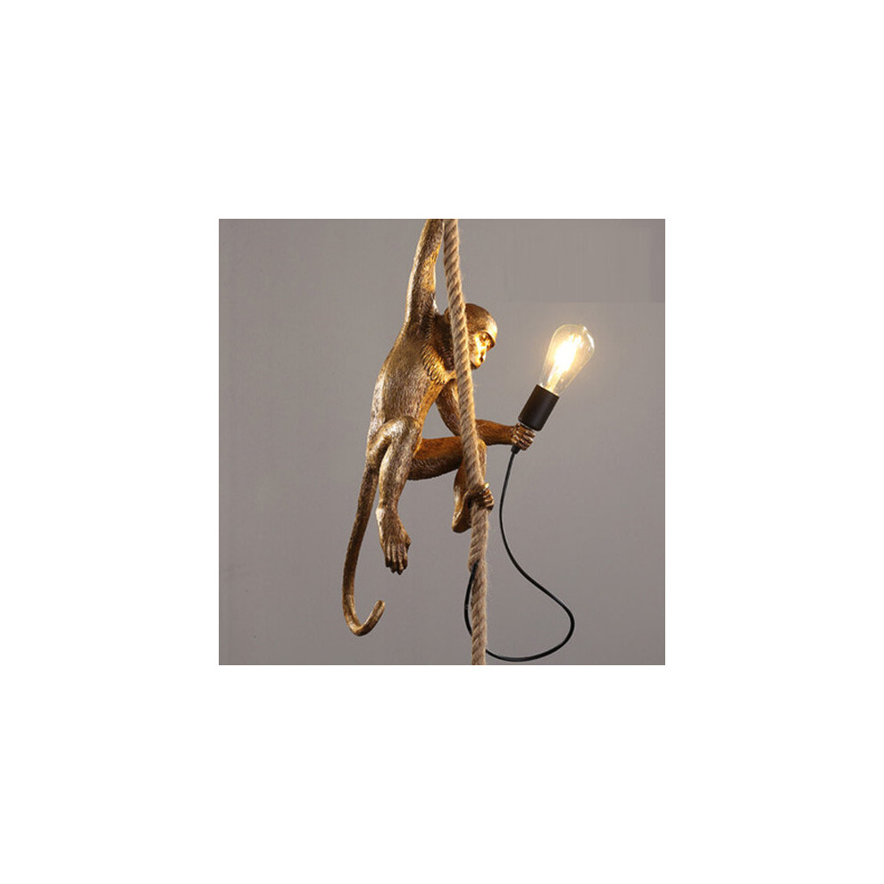 (Gold z) Nordic Hemp Rope Monkey Lamp Pendant Lamp Creative Cafe Industrial Style Chandelier Animal Becorative Pendant Lights