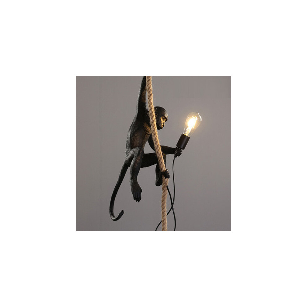 (black d) Nordic Hemp Rope Monkey Lamp Pendant Lamp Creative Cafe Industrial Style Chandelier Animal Becorative Pendant Lights