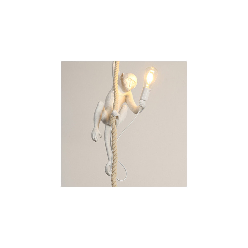 (White d) Nordic Hemp Rope Monkey Lamp Pendant Lamp Creative Cafe Industrial Style Chandelier Animal Becorative Pendant Lights