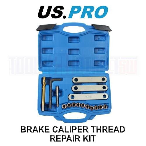 us pro US PRO Tools Brake Caliper Thread Repair Kit with Threaded Inserts and Alignment Plates 6229