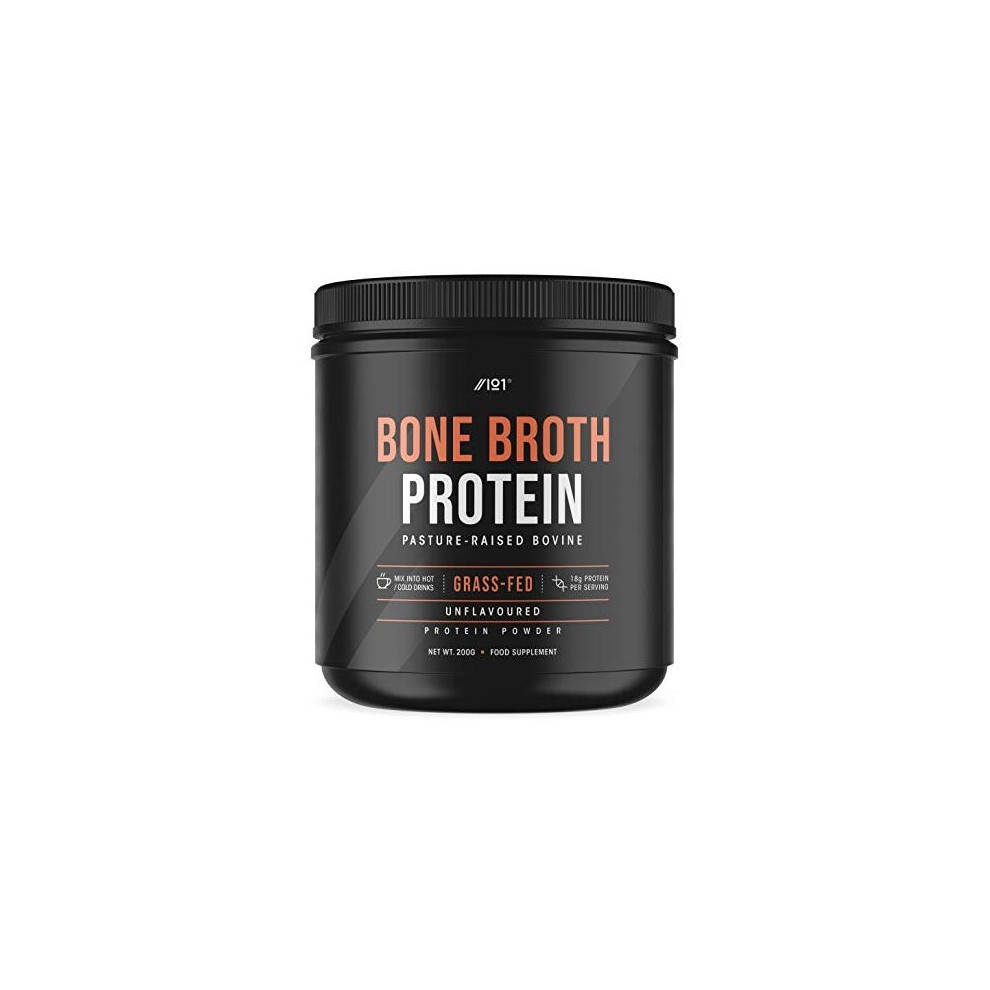 Grass-Fed Bone Broth Beef Protein Powder - 200g - Unflavoured - 100% Pasture Raised Bovine - Paleo & Keto Certified, Halal & Kosher