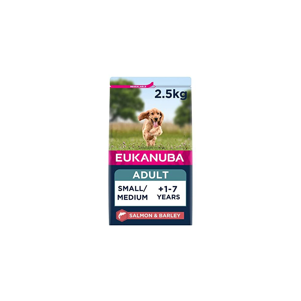 Eukanuba Complete Adult Dry Dog Food for Small and Medium Breeds Rich In Salmon and Barley 2.5kg