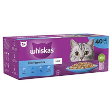 Whiskas 1+ Fish Selection in Jelly 40x85g Pouches, Adult Cat Food