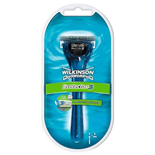 Wilkinson Sword WILKINSON SWORD - Protector 3 For Men | Smooth Shave | Razor Handle + 1 Blade Refill