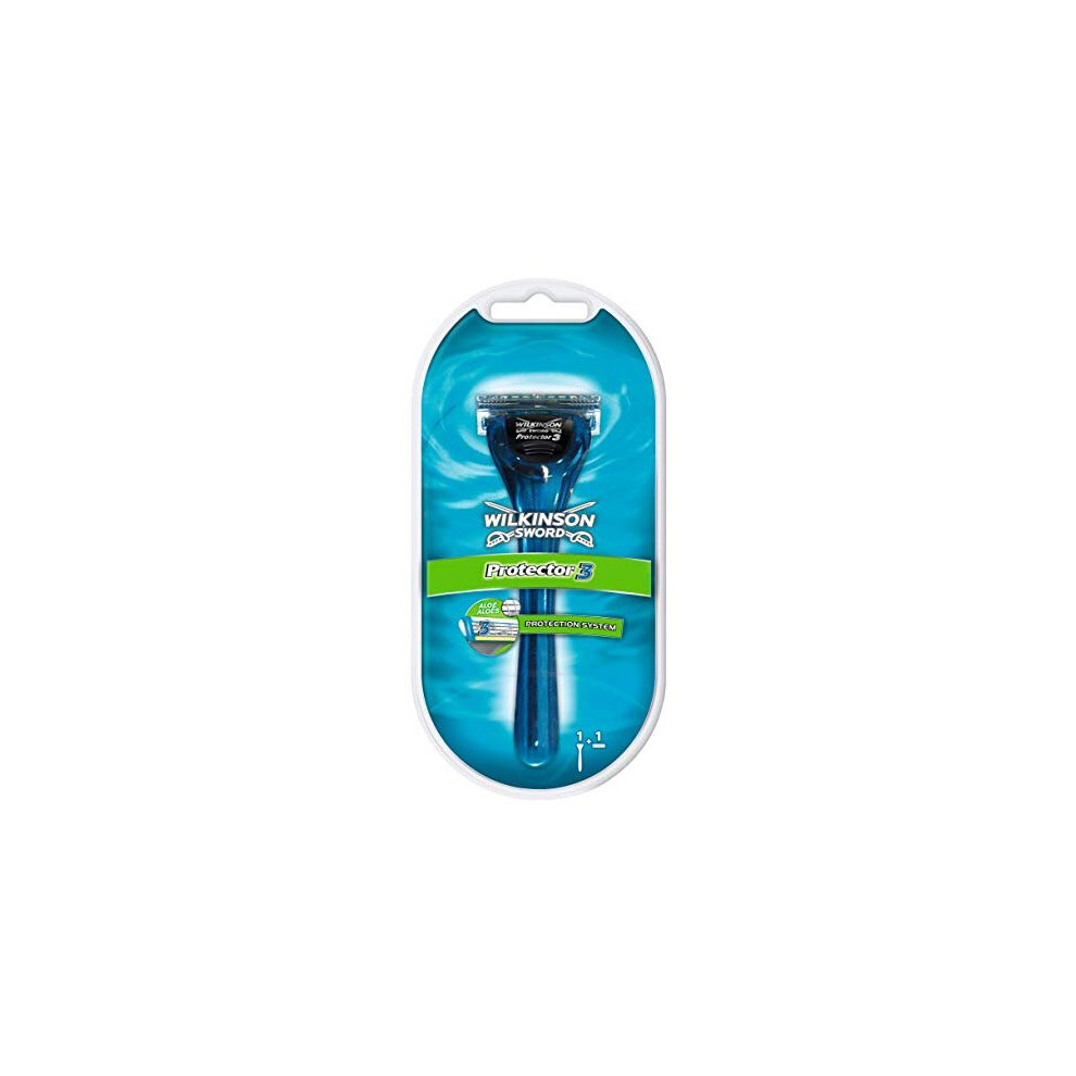 WILKINSON SWORD - Protector 3 For Men | Smooth Shave | Razor Handle + 1 Blade Refill