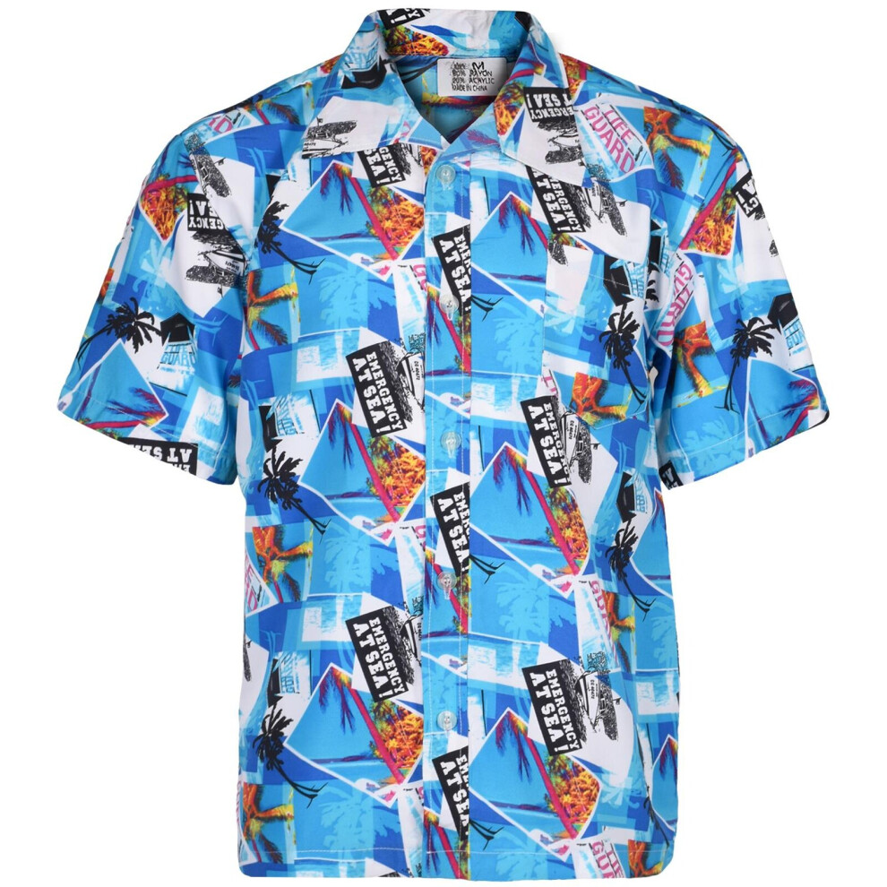 (M, Sky - A1) Mens Hawaiian Shirt Summer Fancy Aloha Beach Party