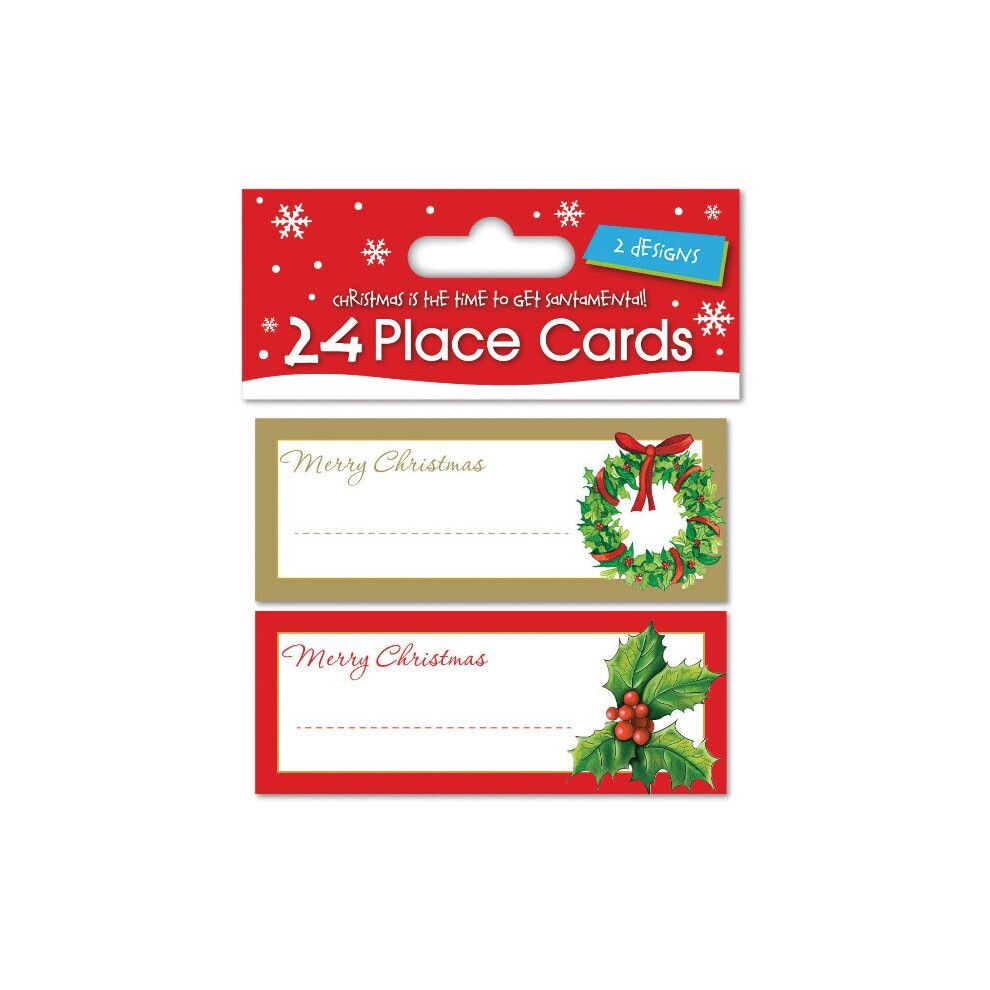 (Traditional) 24 x Christmas Xmas Place Cards Table Name Settings - 2 Designs to Choose