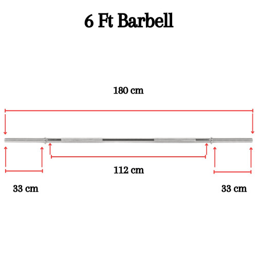 (6ft) Standard Barbell 1 inch Straight Weight Lifting Bar 2 Collars 4ft 5ft 6ft 7Ft
