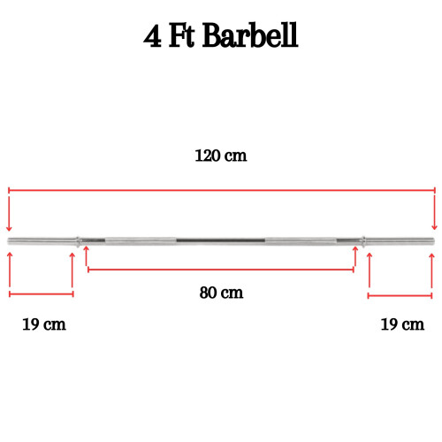 (4ft) Standard Barbell 1 inch Straight Weight Lifting Bar 2 Collars 4ft 5ft 6ft 7Ft