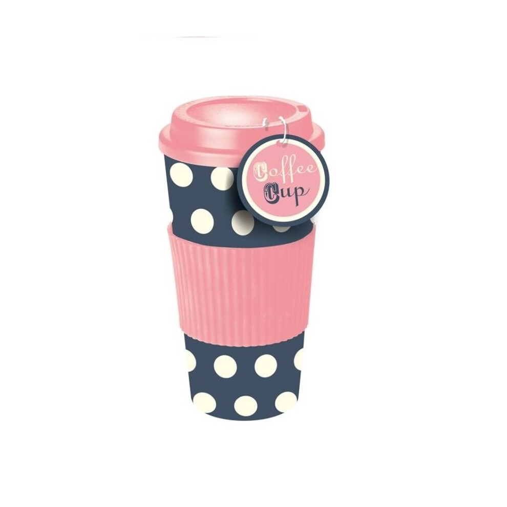 Pink & Blue Polka Dot Thermal Insulated Tea Coffee Mug Cup Travel Takeaway & Lid