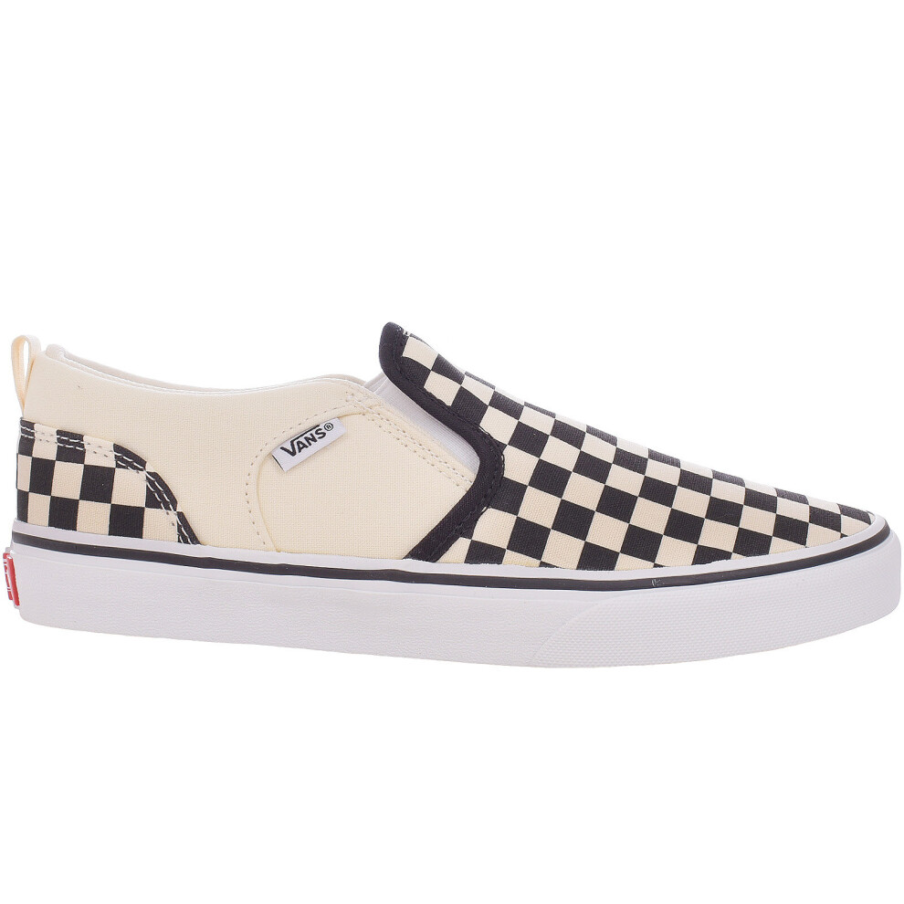 (5.5 UK, Black) Vans Boys Kids Asher Slip On Checkered Low Rise Trainers Sneakers Shoes - Black